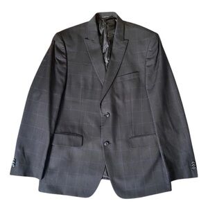 Mens Windowpane Blazer Blue Sean John Sport Coat Wool Size 42R